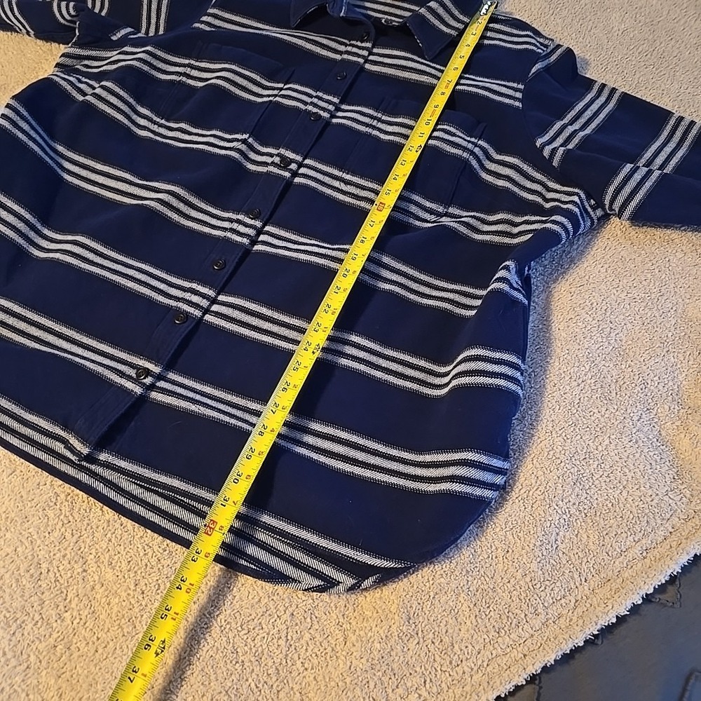Duluth Trading Co Women's Shacket Blue White‎ Stripe Flannel Cotton Plus Size 4X - Picture 11 of 14